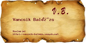 Vancsik Balázs névjegykártya